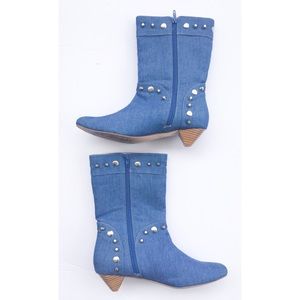 Ashro Denim Stud Booties
